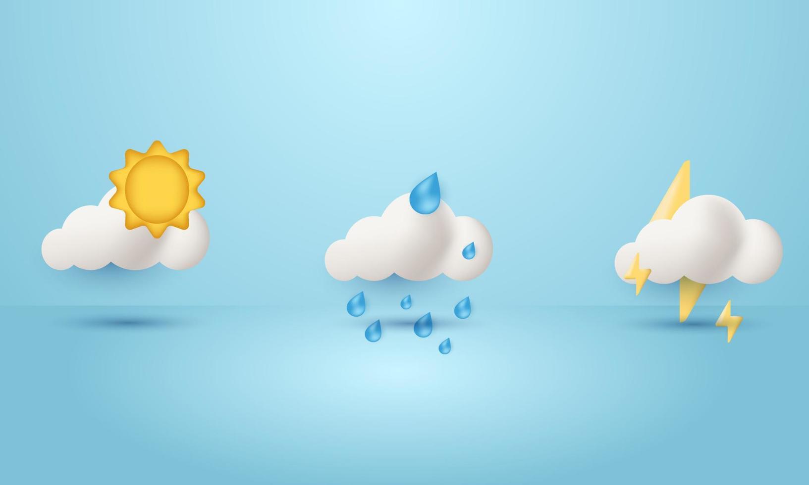 vector 3d realistic design icon cute cloud cartoon style collection set