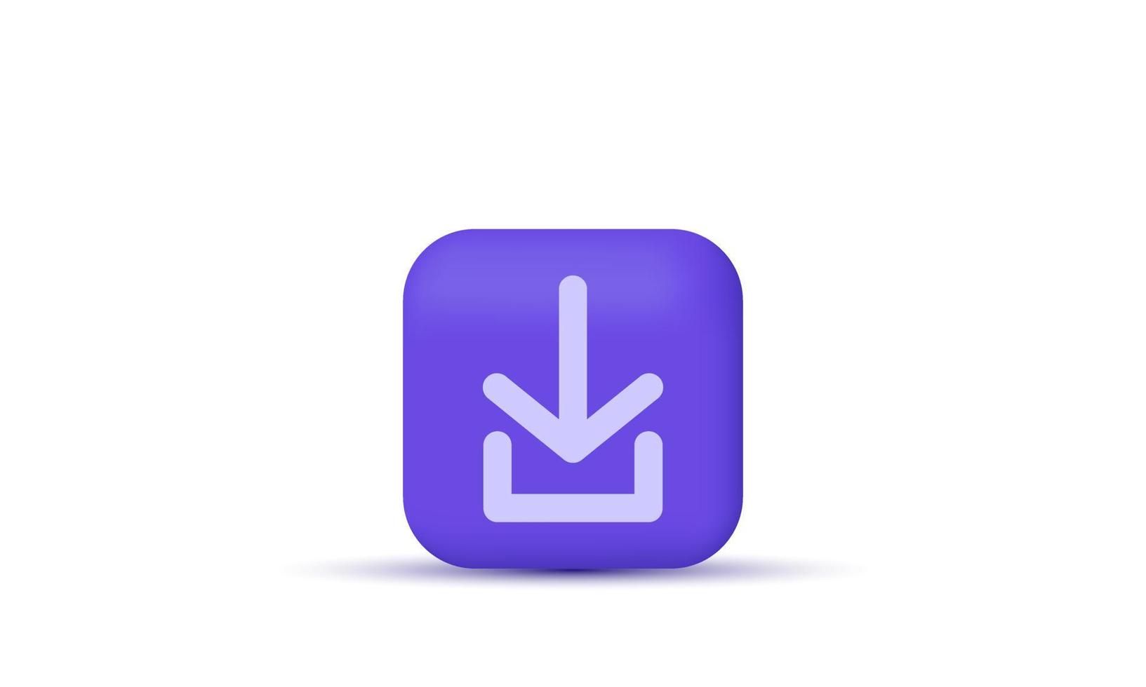 unique 3d icon Realistic download button on isolated on vector