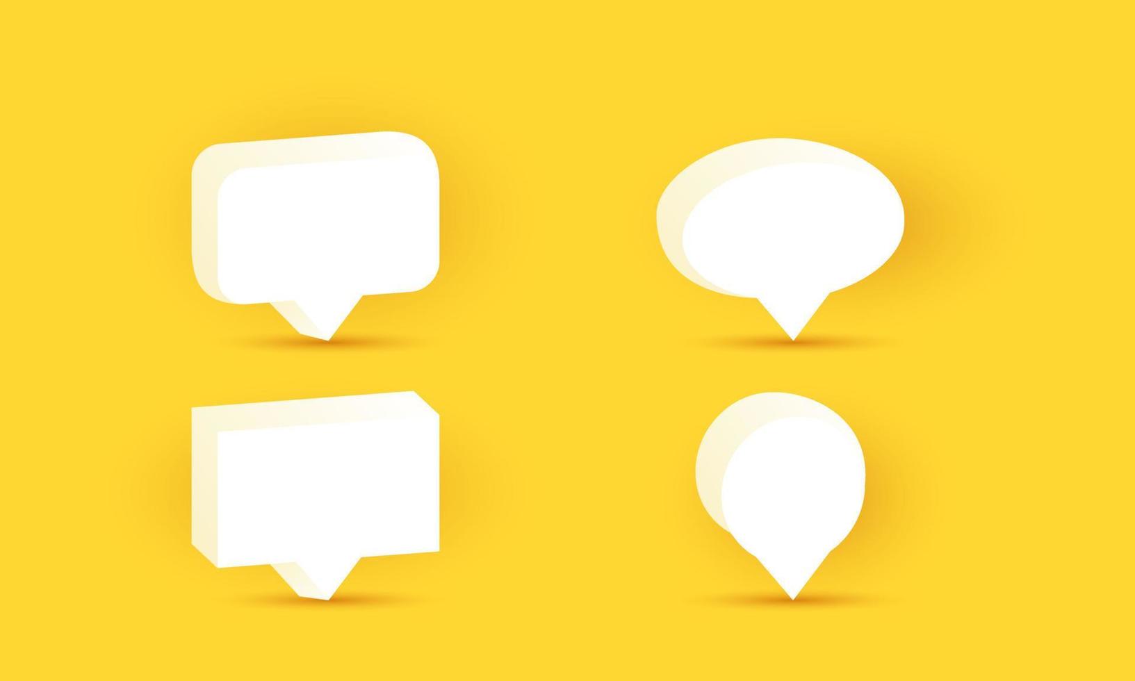 unique 3d yellow speech bubble chat icon isolated on vector