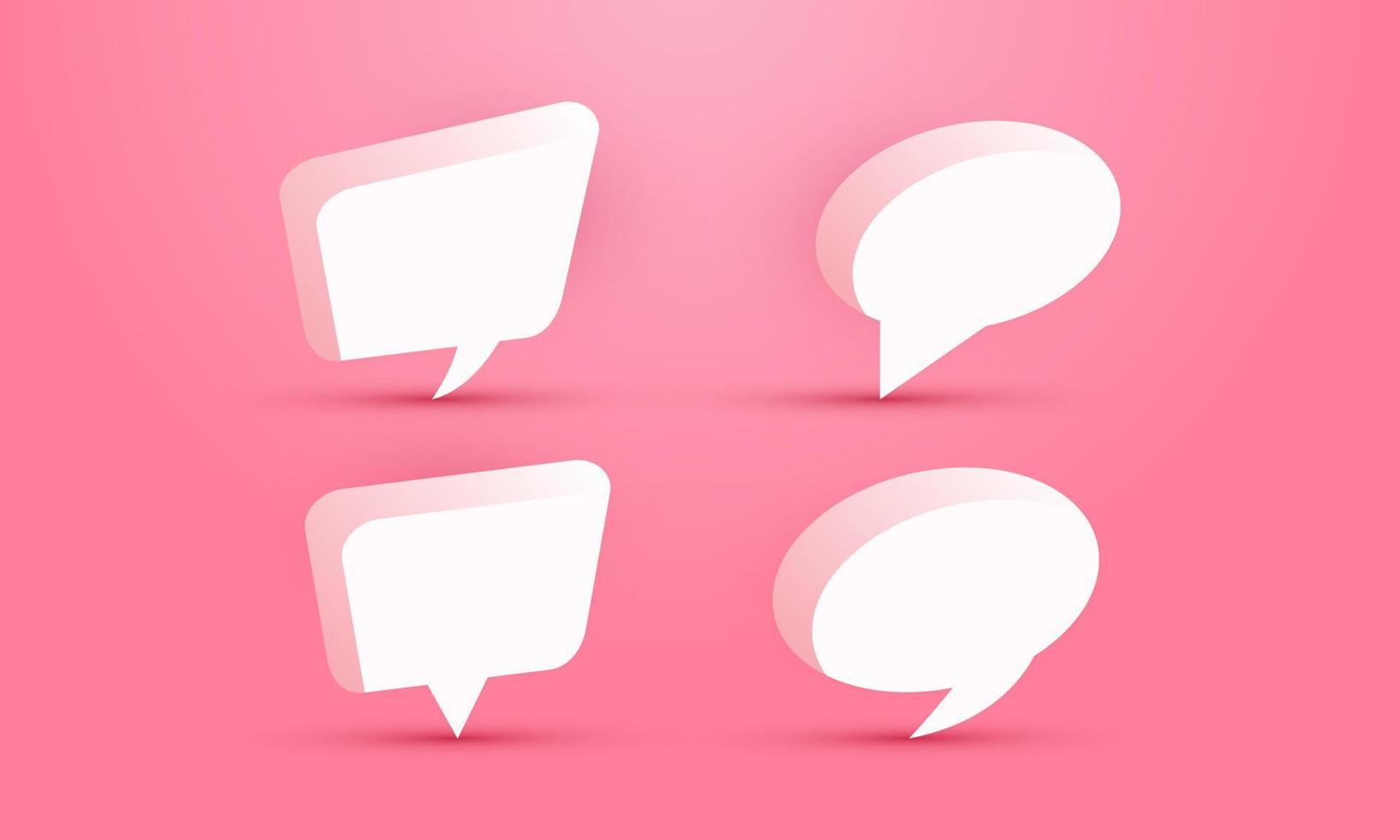 unique 3d pink speech bubble chat icon minimalistic style isolated on vector