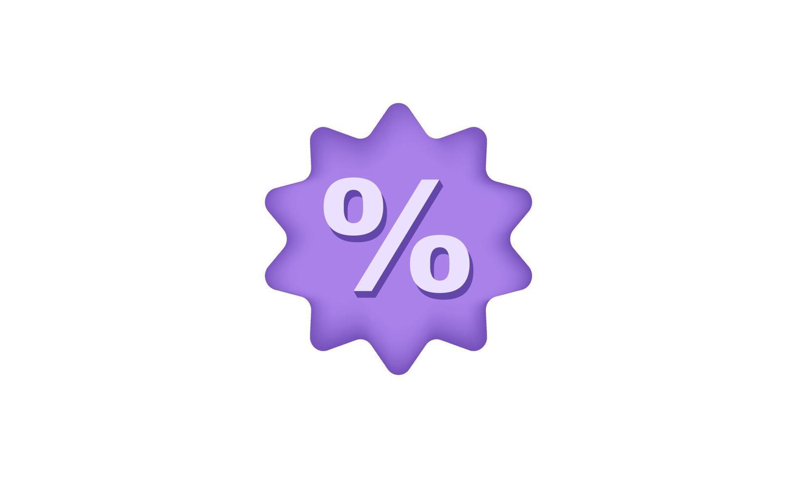 etiqueta de precio realista 3d símbolo de porcentaje vector púrpura