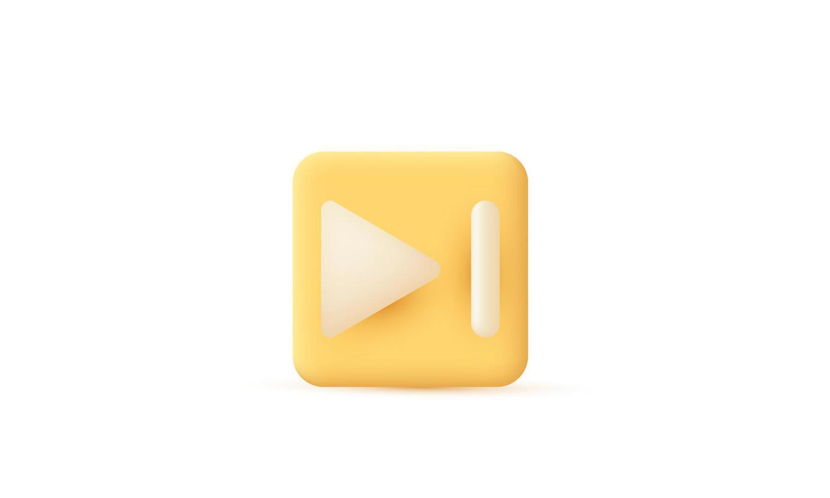 unique 3d icon skip end next music player button isolated on vector