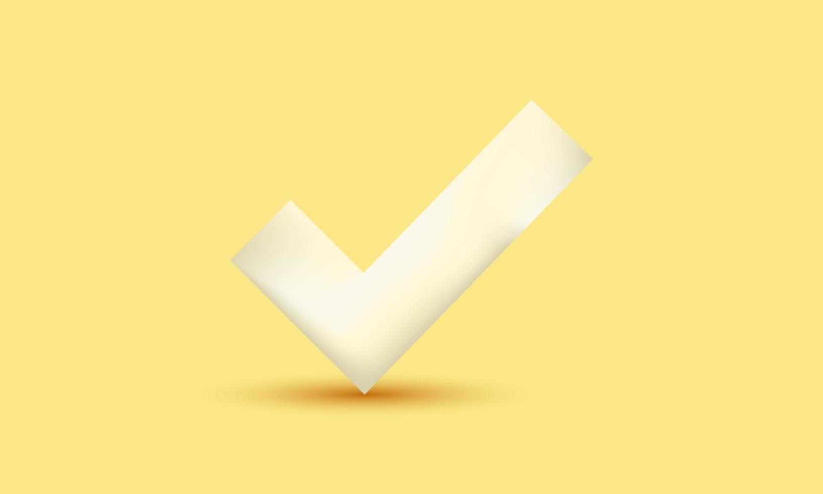 realistic 3d check mark sign on yellow vector