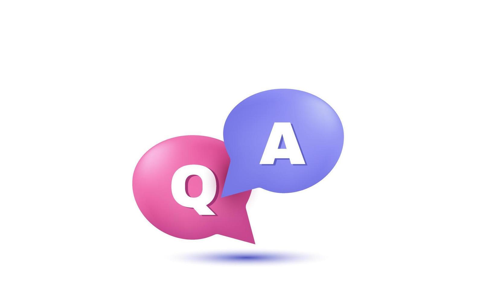 unique 3d speech bubble letters questions answers isolated on vector