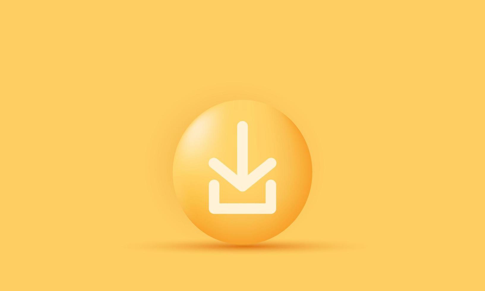 unique 3d design icon Realistic download button on isolated on vector