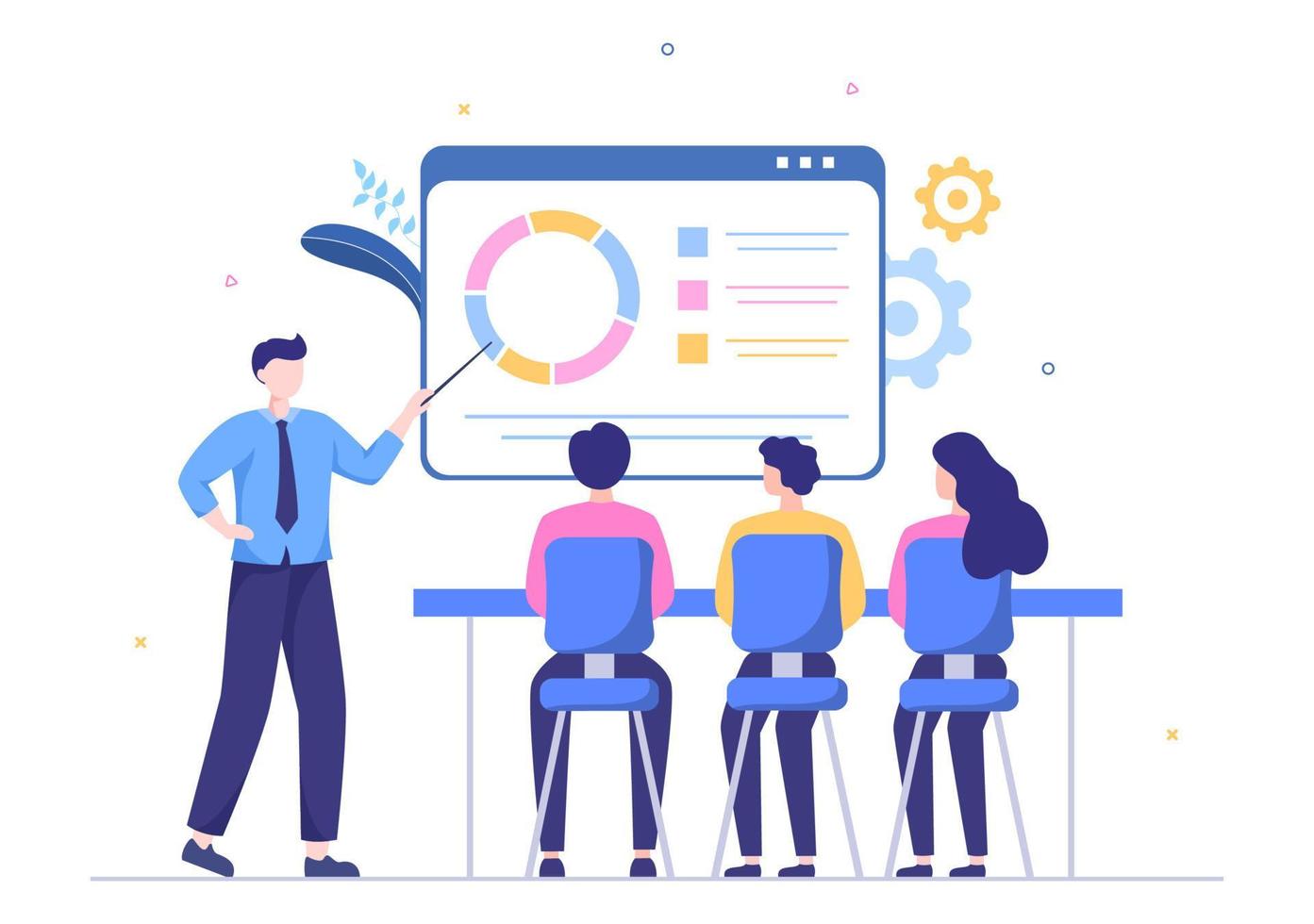 Business Plan Consulting to Financial Analysis, Statistics or Develop for Company Performance in Flat Cartoon Illustration vector