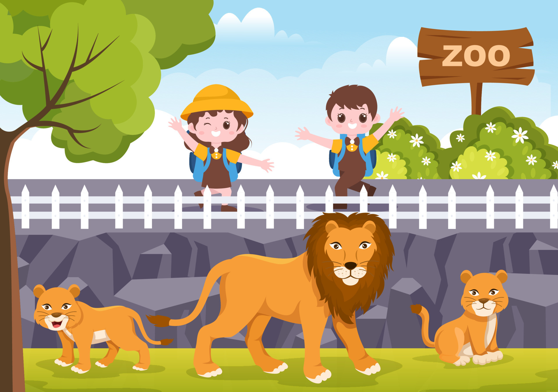 Zoo Cartoon Illustration with Safari Animals Lion, Tiger, Cage and Visitors on Territory on Forest Background Design 7819476 Vector Art at Vecteezy Zoo Cartoon Illustration with Safari Animals Lion, Tiger, Cage and Visitors on Territory on Forest Background Design 7819476 Vector Art at Vecteezy