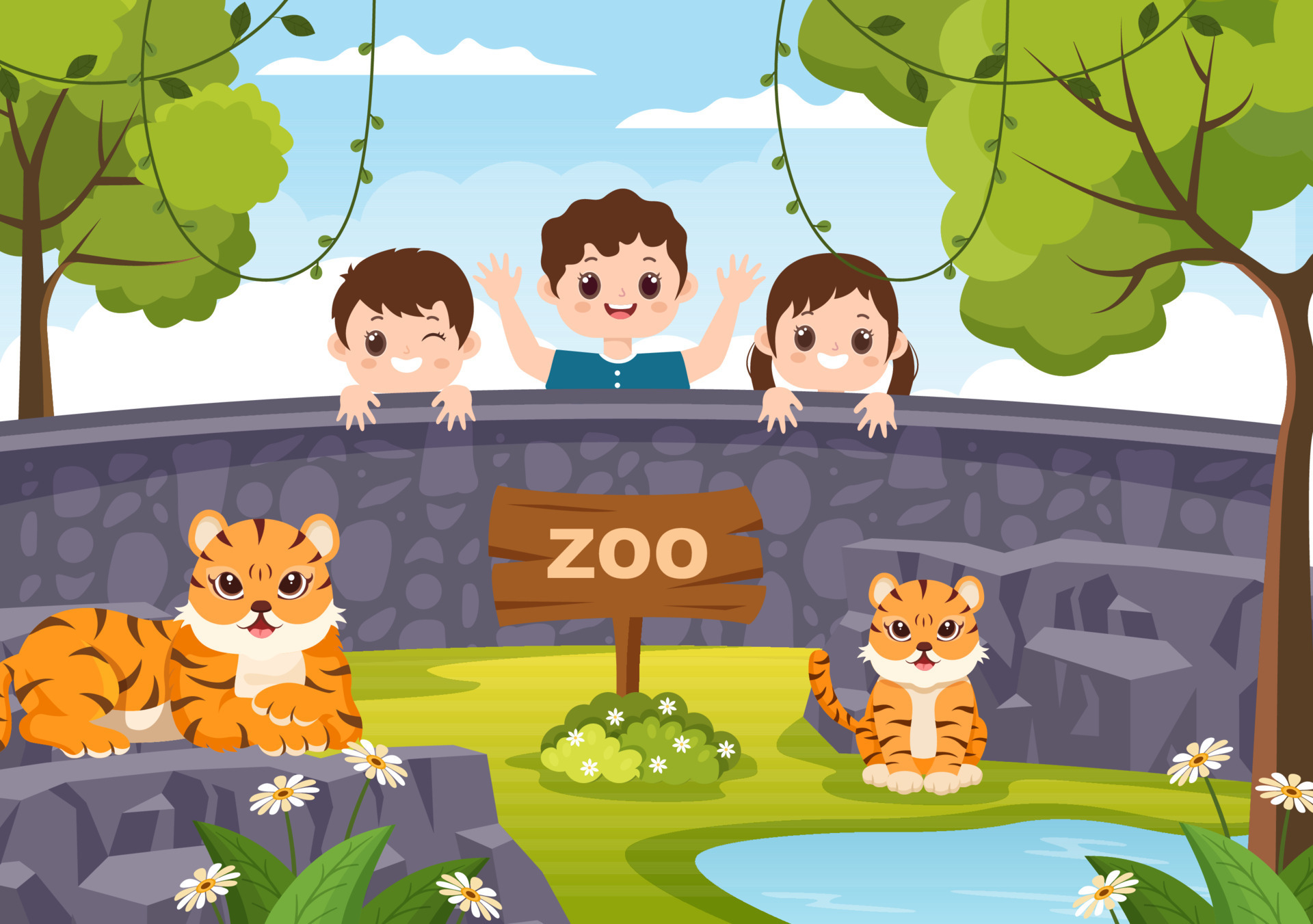 Zoo Cartoon Illustration with Safari Animals Lion, Tiger, Cage and Visitors on Territory on Forest Background Design 7819488 Vector Art at Vecteezy Zoo Cartoon Illustration with Safari Animals Lion, Tiger, Cage and Visitors on Territory on Forest Background Design 7819488 Vector Art at Vecteezy