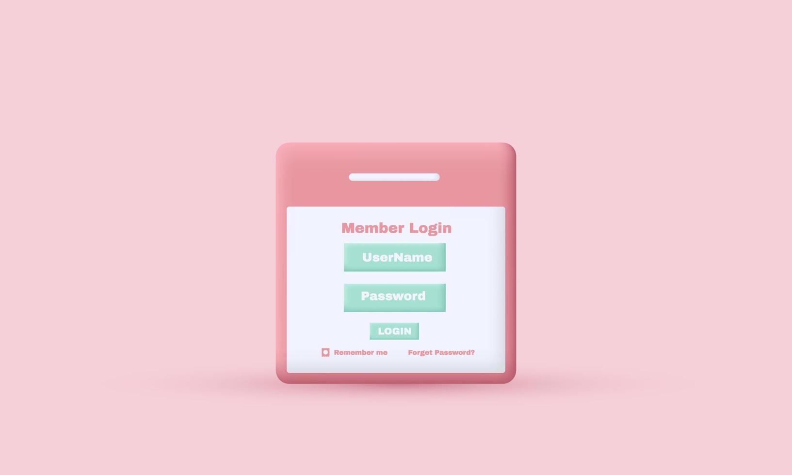 3d member login form on id plastic isolated on vector