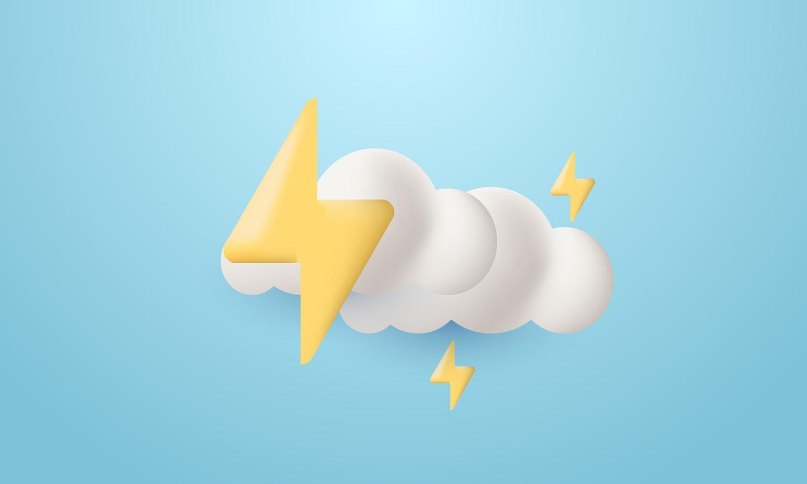 vector 3d realistic cute thunder cloud pastel cartoon isolated on