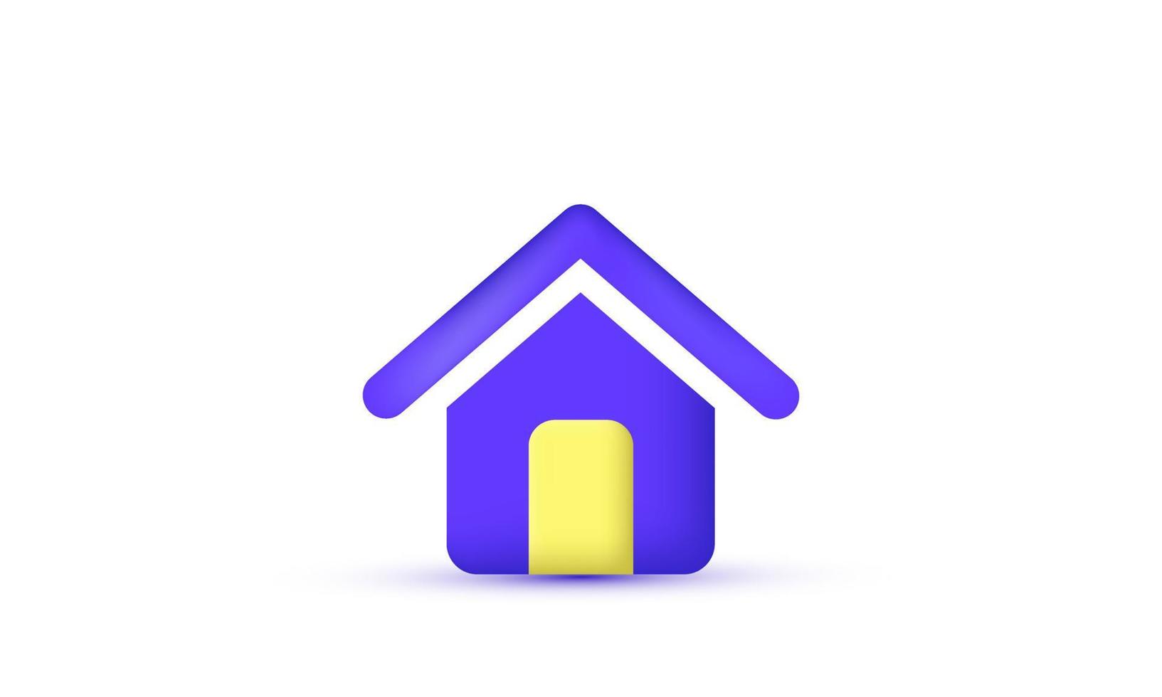 unique 3d icon house minimalistic style isolated on vector