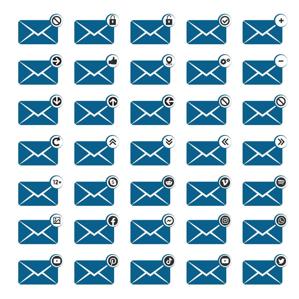 Collection of message icon with different functions - web mail messages collection set icons vector