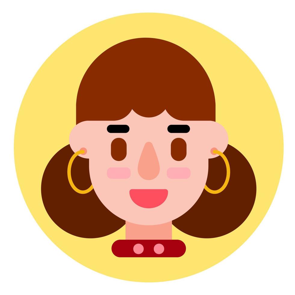 cartón de avatar de diseño plano de niña con arete para foto de perfil vector