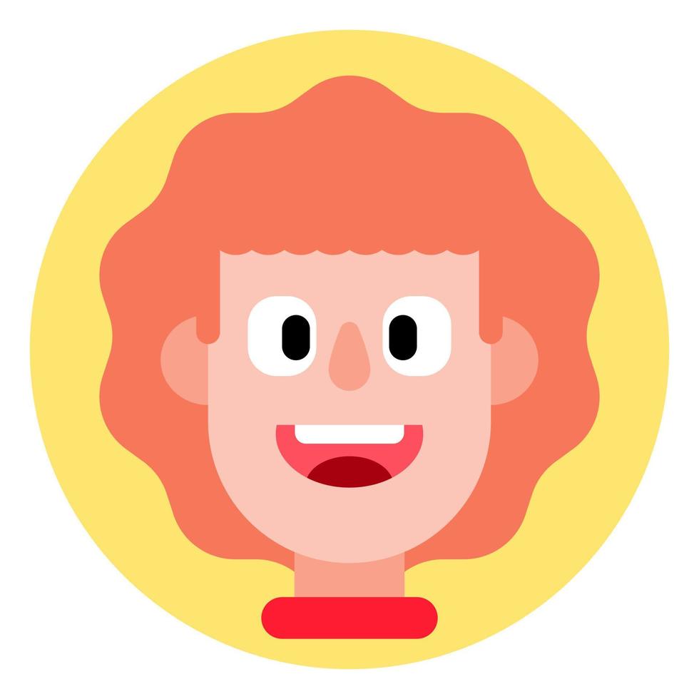 boy flat design avatar cartoon with curly hair  for profile picture vector