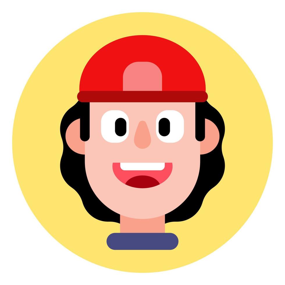 boy flat design avatar cartoon using a cap for profile picture vector