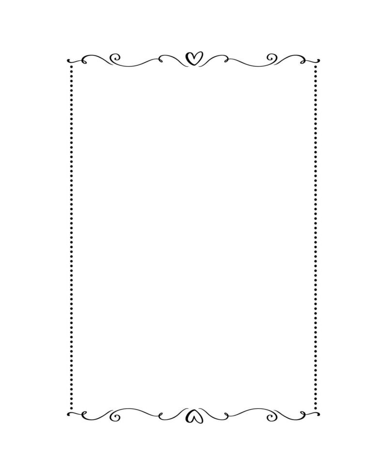 Vector Valentine frame with hearts. Calligraphy decorative ornament for decoration text, design of wedding invitation, love romantic greeting card