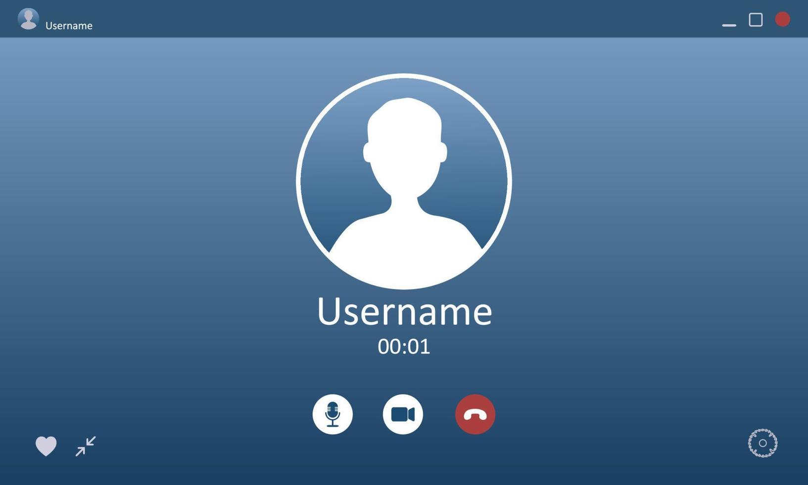 Video chat interface. User web video call window. Concept of social remote media, remote communication, video content. Modern vector illustration.