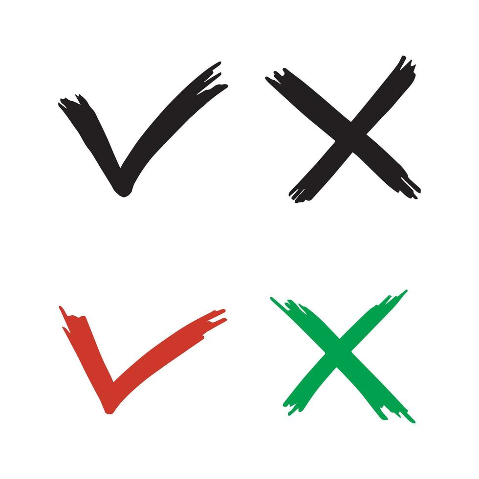 Tick and cross  signs. Checkmark OK and X icons. vector