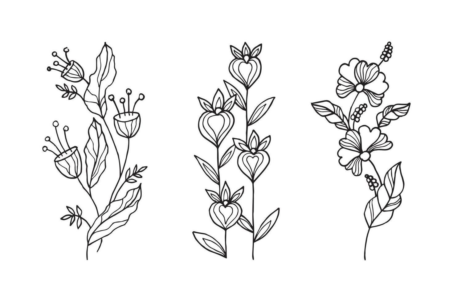 Hand drawn vector design floral elements. Vector illustration.