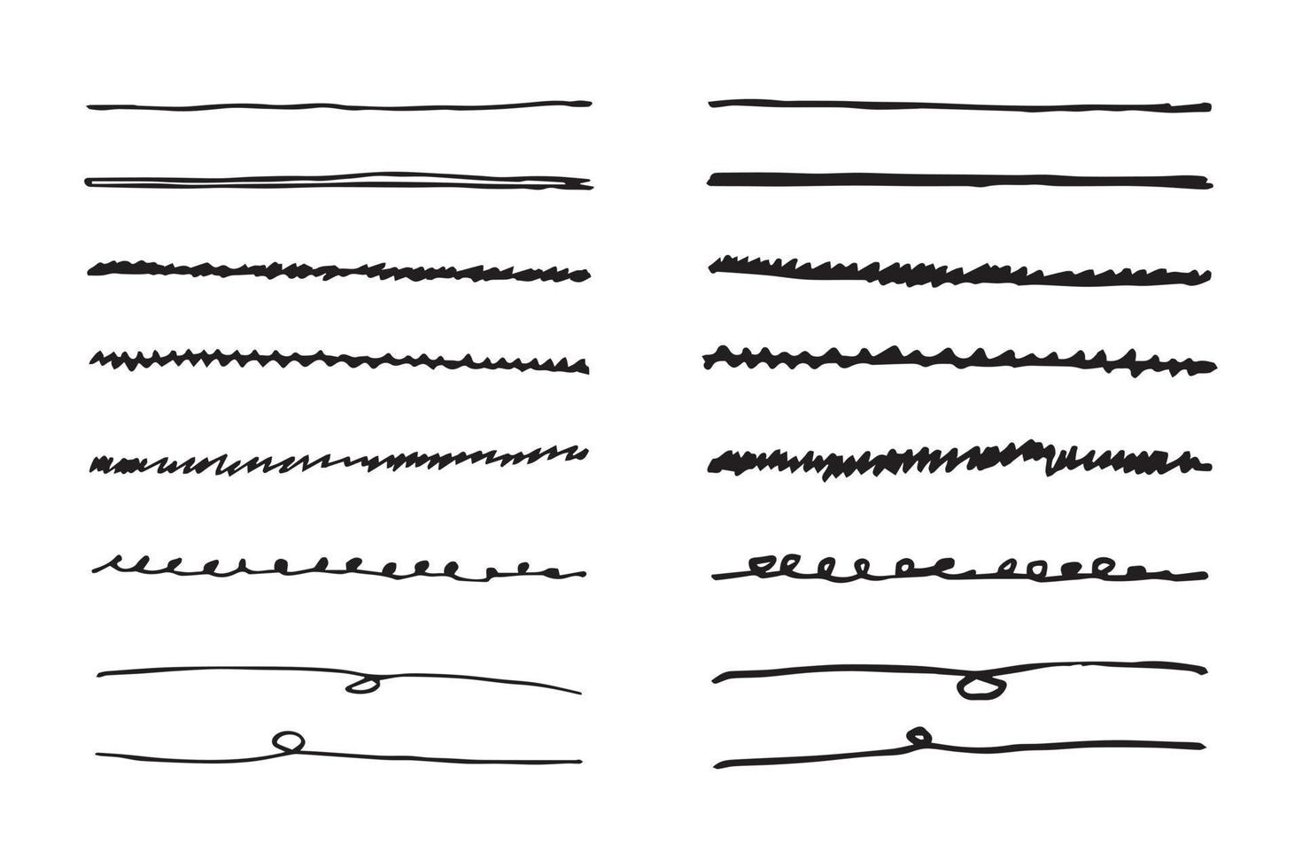 Vector set of hand drawn underline.