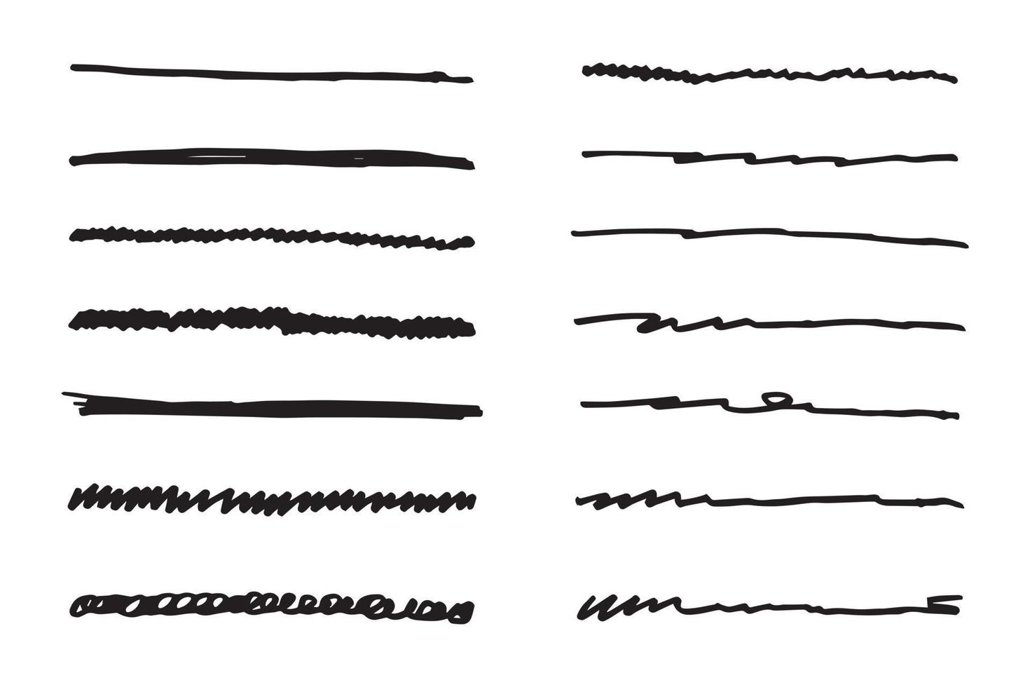 Vector set of hand drawn underline.