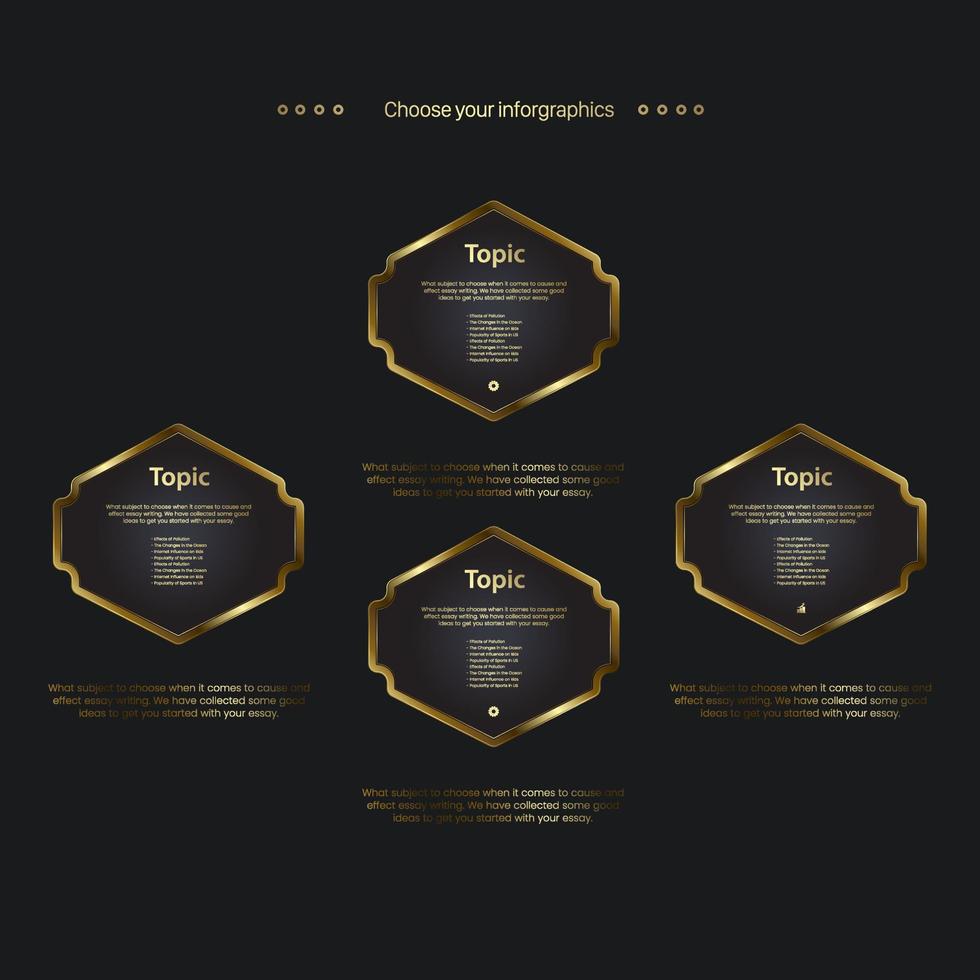 Group of luxury buttons infographics template design and golden steps buttons template, Four golden elements used in business and finance element vector, illustration vector