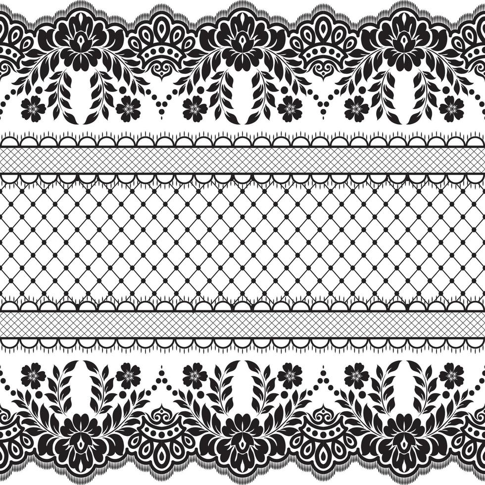 Abstract seamless lace pattern with flowers vector