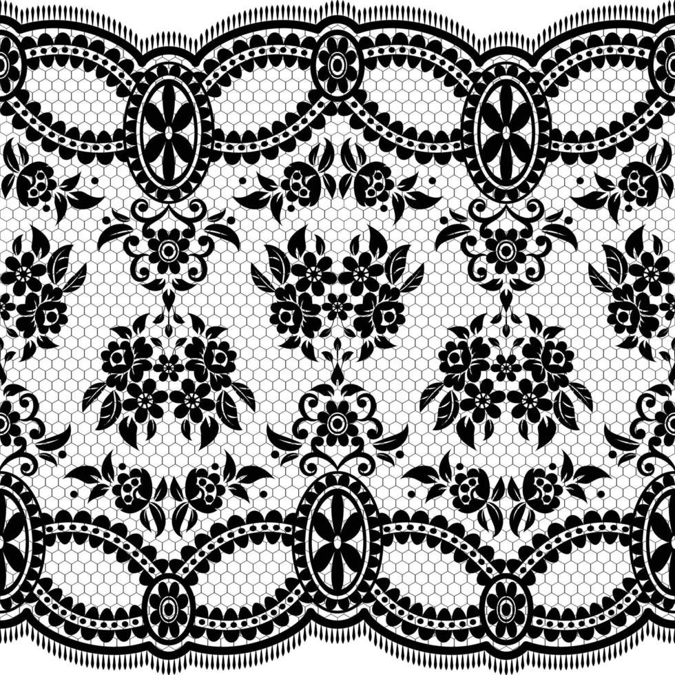 Abstract seamless lace pattern with flowers vector