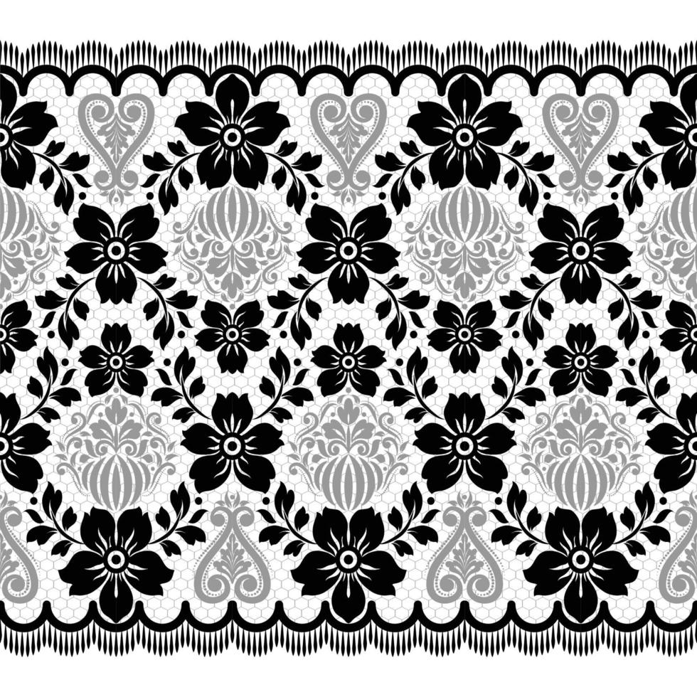 Abstract seamless lace pattern with flowers vector