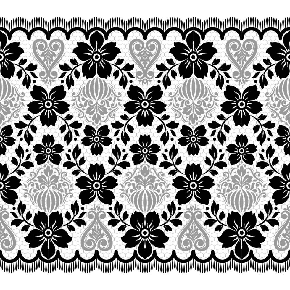 Abstract seamless lace pattern with flowers vector