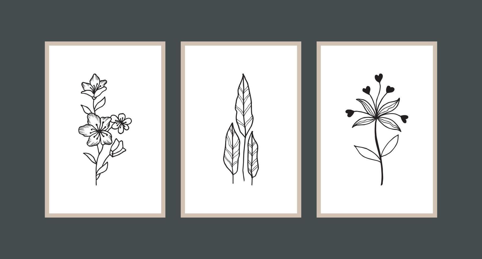 Modern boho abstract trendy background design. plant painting vector
