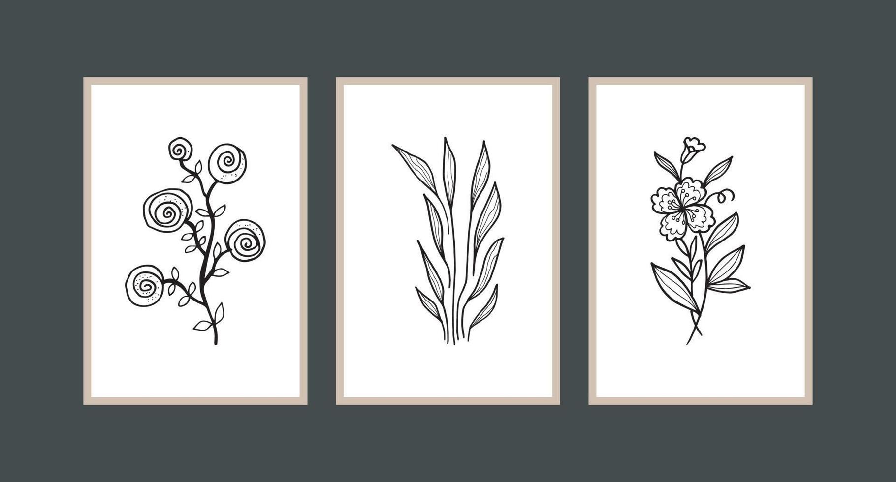 Modern boho abstract trendy background design. plant painting vector