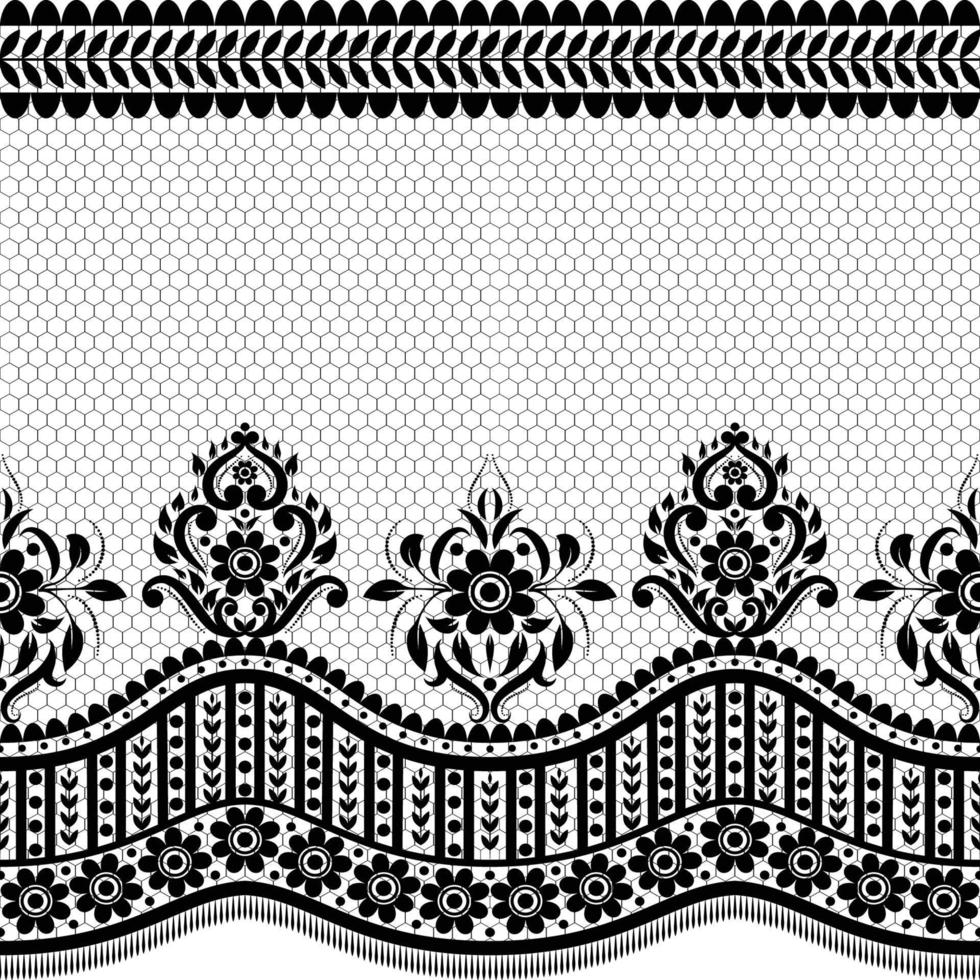 Abstract seamless lace pattern with flowers vector