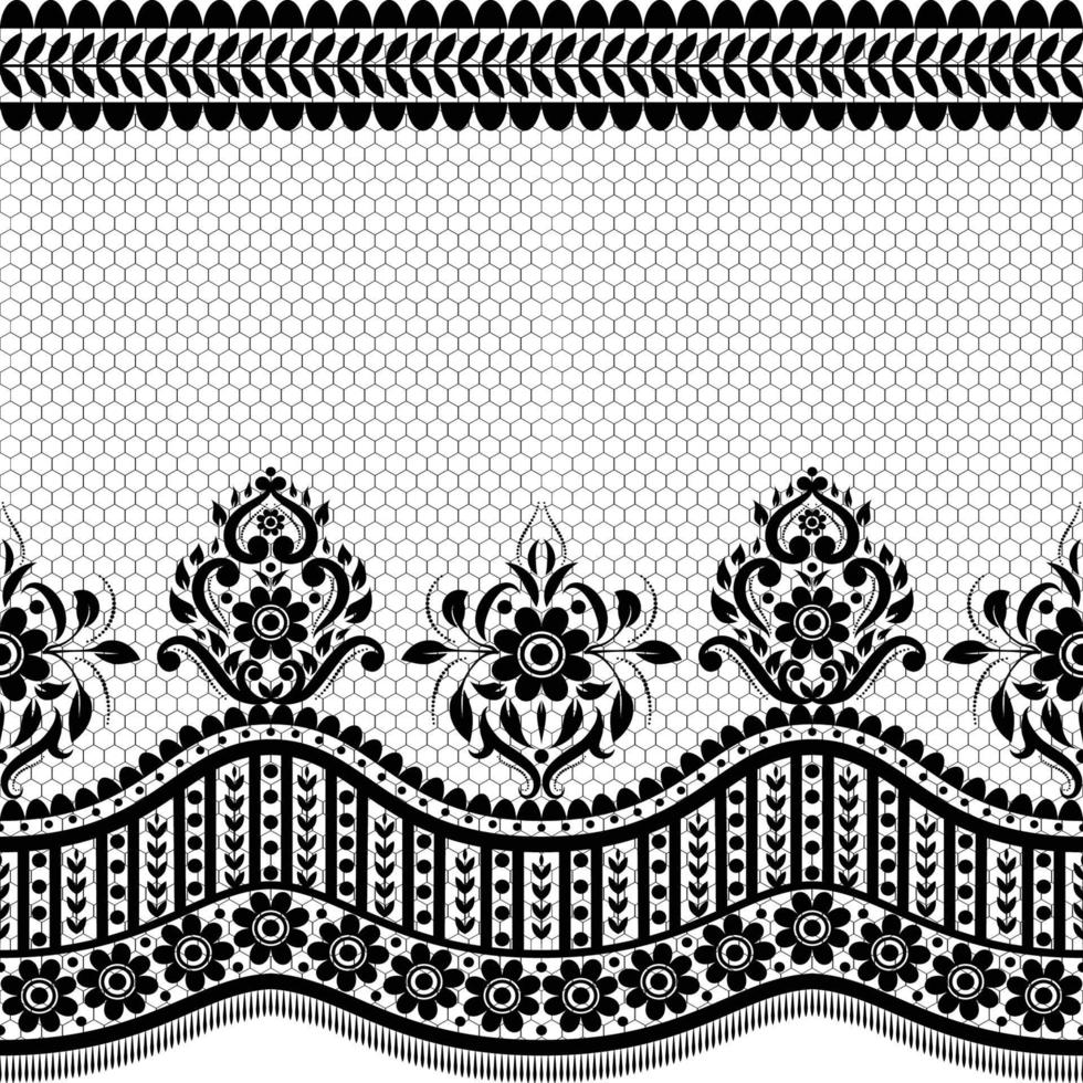 Abstract seamless lace pattern with flowers vector