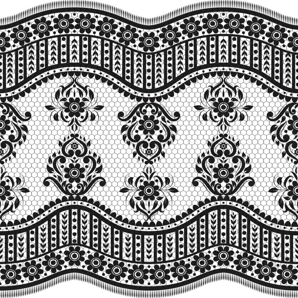 Abstract seamless lace pattern with flowers vector