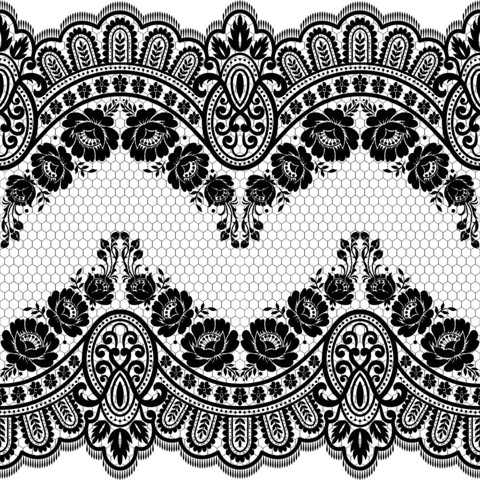 Abstract seamless lace pattern with flowers vector