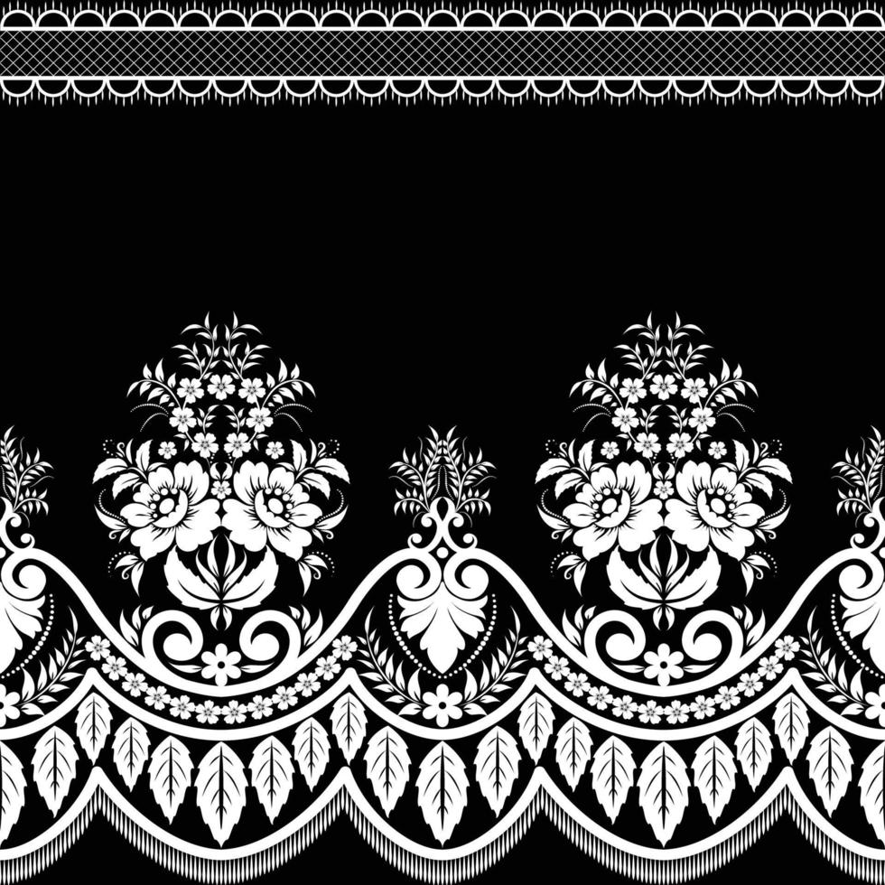 Abstract seamless lace pattern with flowers vector