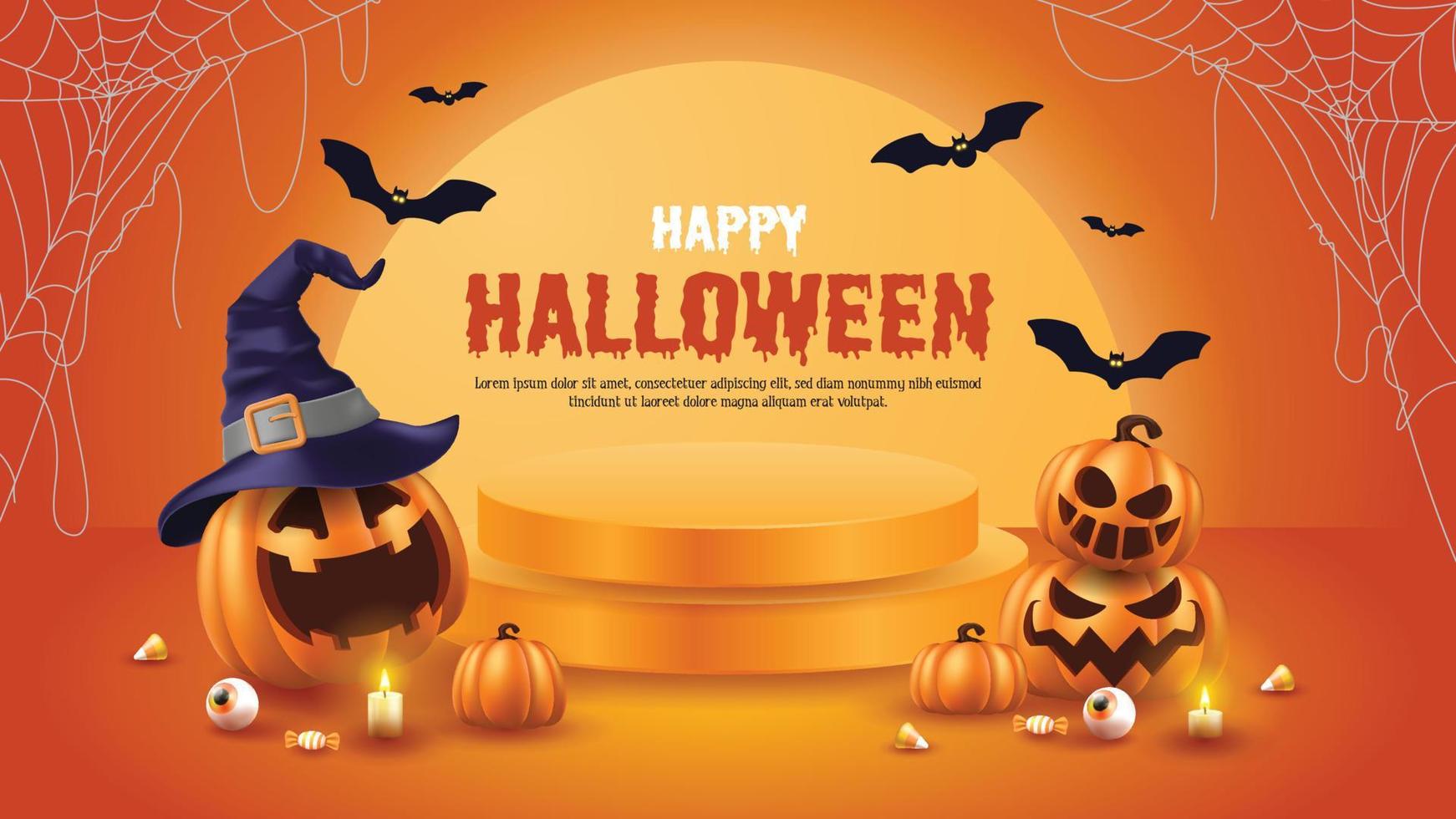 Happy Halloween. Halloween vector illustration with halloween pumpkins, and halloween elements.