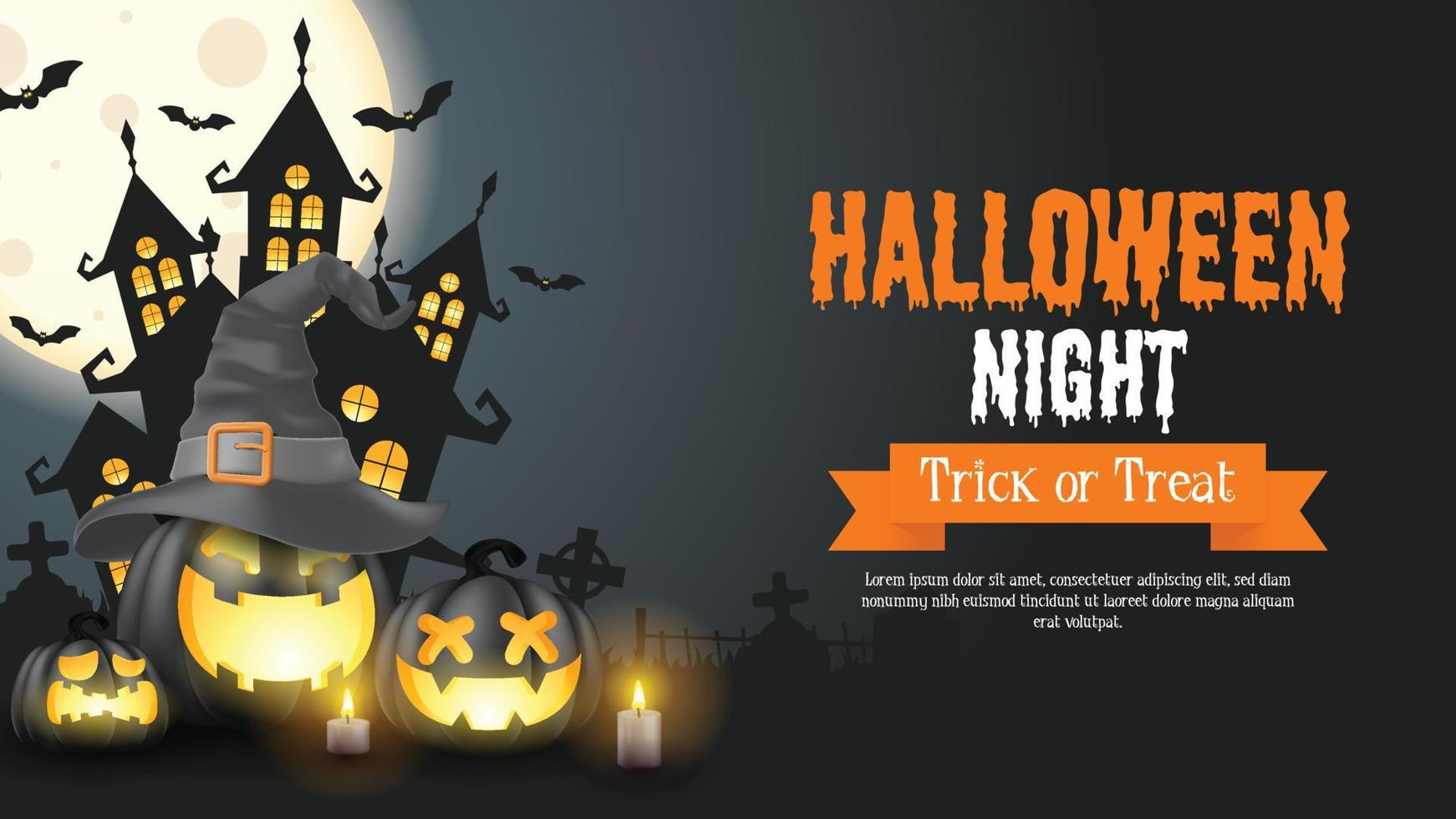 Happy Halloween. Halloween vector illustration with halloween pumpkins, and halloween elements.