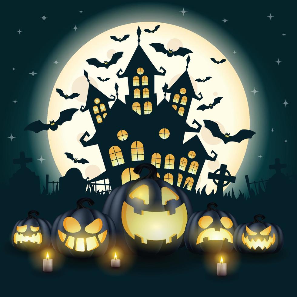 Happy Halloween. Halloween vector illustration with halloween pumpkins, and halloween elements.