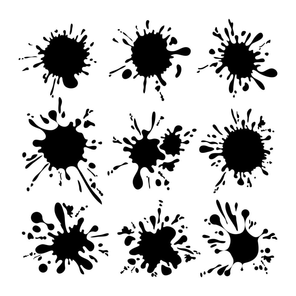 Set of grunge blots, splats. Paint splash. Vector illustration.