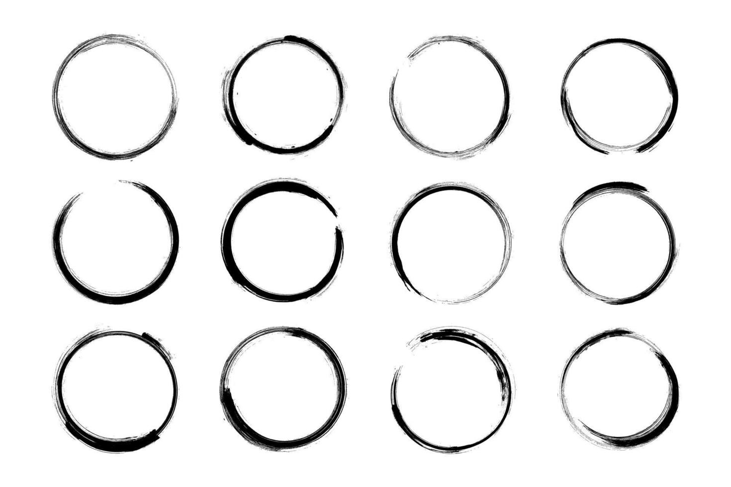 Round Hand Drawn Set In White Background vector