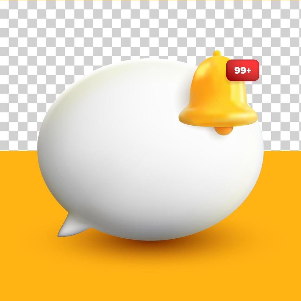 3D Minimal white chat bubbles on yellow transparent background vector