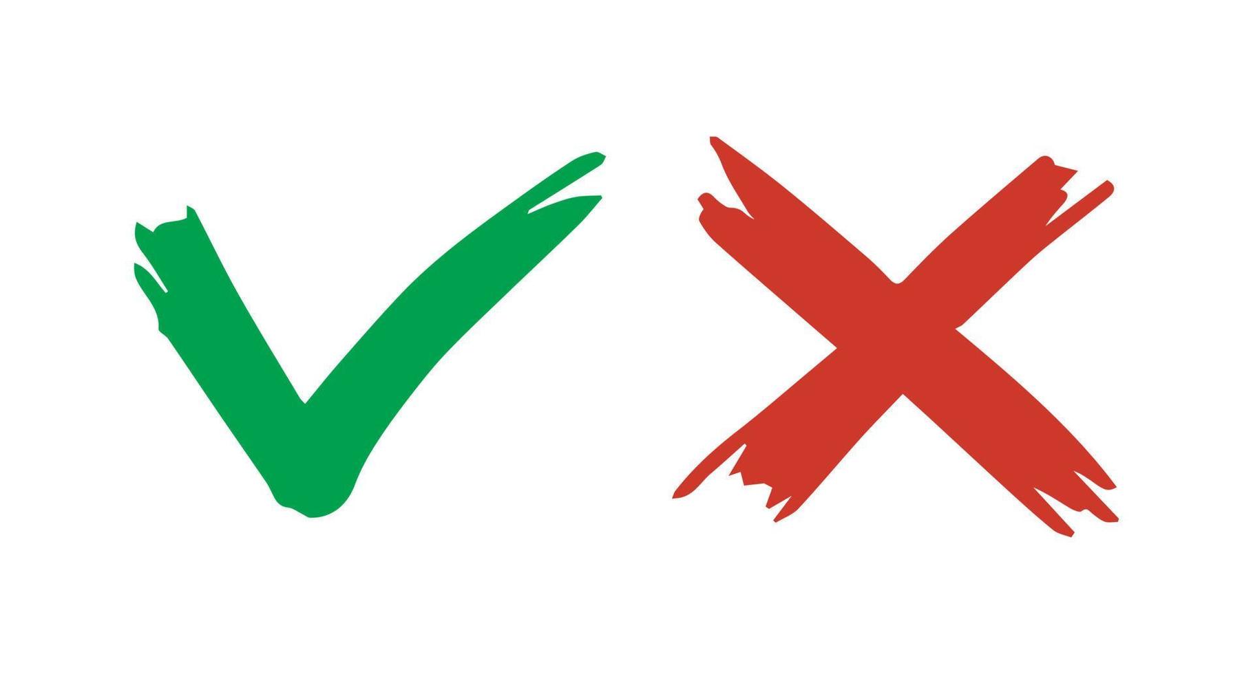 Tick and cross  signs. Checkmark OK and X icons. vector
