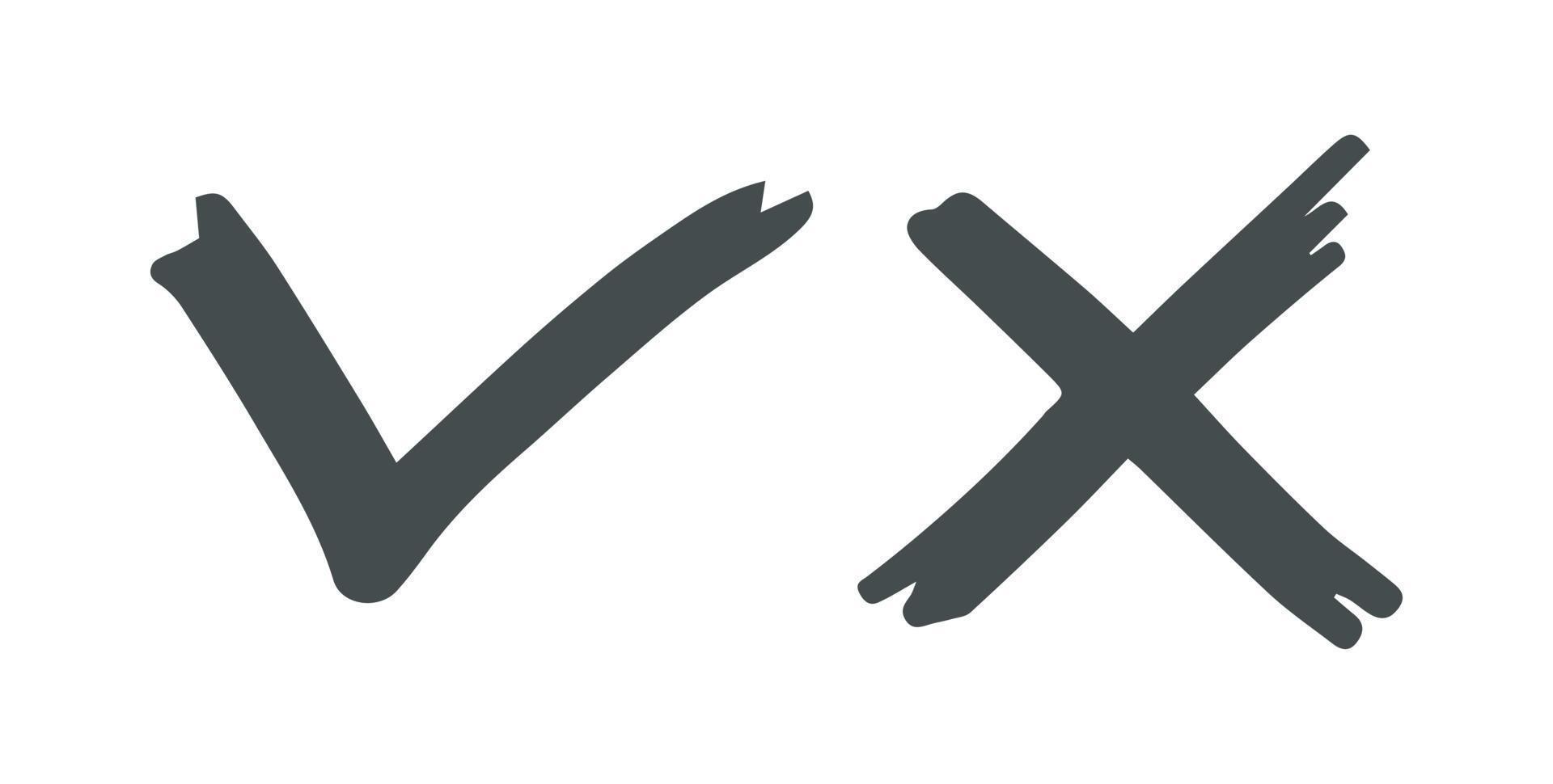 Tick and cross  signs. Checkmark OK and X icons. vector