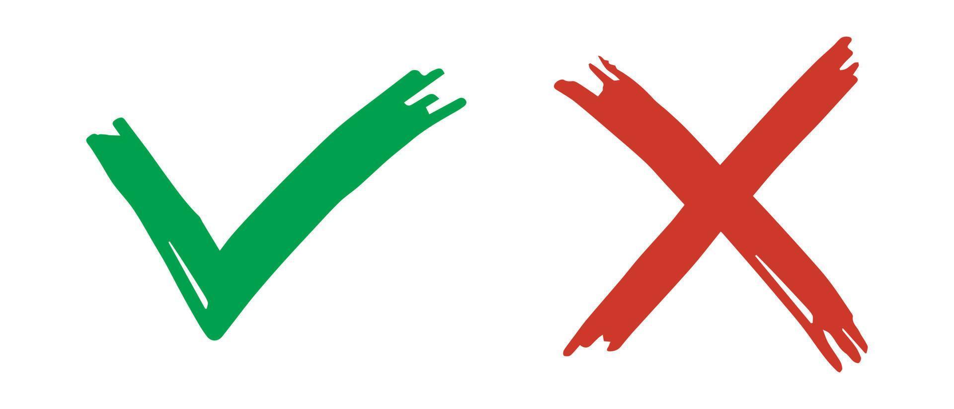 Tick and cross  signs. Checkmark OK and X icons. vector
