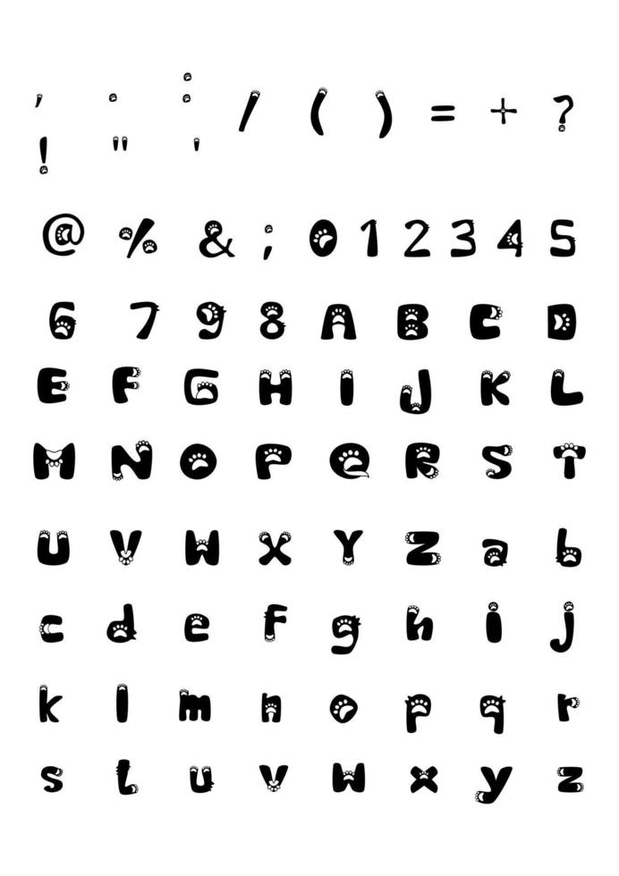 A-Z Alphabet eps design with animal paw for social media vector