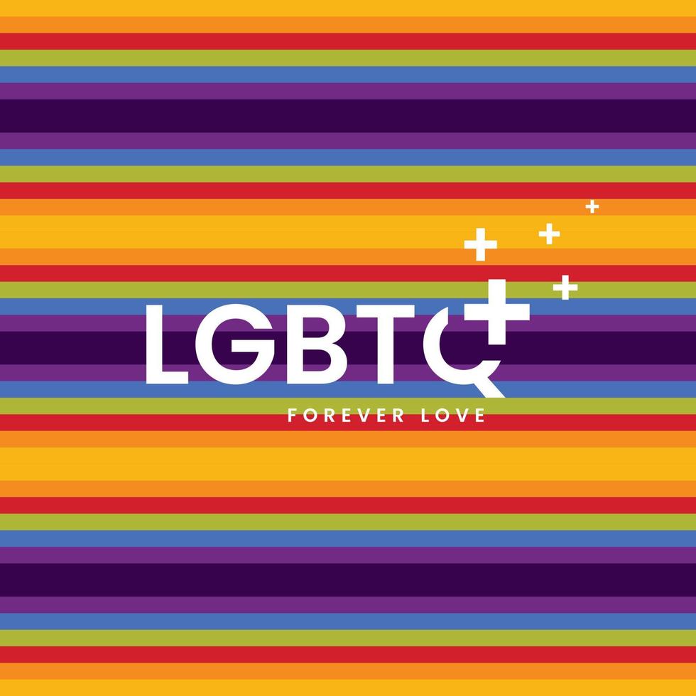 formato vectorial lgbt y bandera del arco iris con la palabra lgbtq plus para el diseño de carteles vector