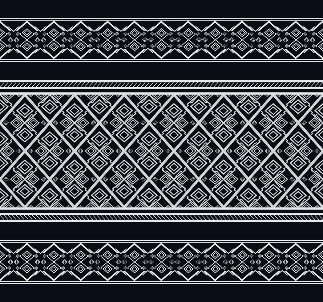 patrón étnico geométrico en blanco y negro patrón de diseño tradicional utilizado para falda, alfombra, papel pintado, ropa, envoltura, batik, tela, ropa, moda, estilos de textura de bordado de ilustración de vector oscuro