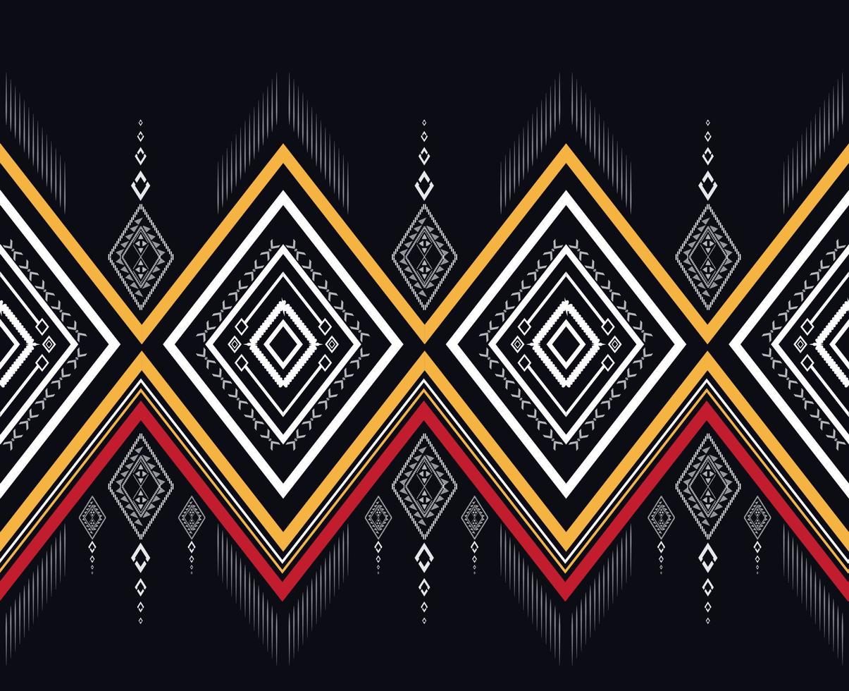 patrón étnico geométrico patrón de diseño tradicional utilizado para falda, alfombra, papel pintado, ropa, envoltura, batik, tela, ropa, moda, ilustración vectorial oscura estilo de textura bordada vector